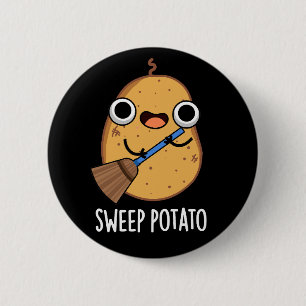 Sweep Potato Funny Sweet Potato Pun Dark BG 6 Cm Round Badge