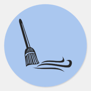 Sweeping Broom - Clean Sweep Classic Round Sticker