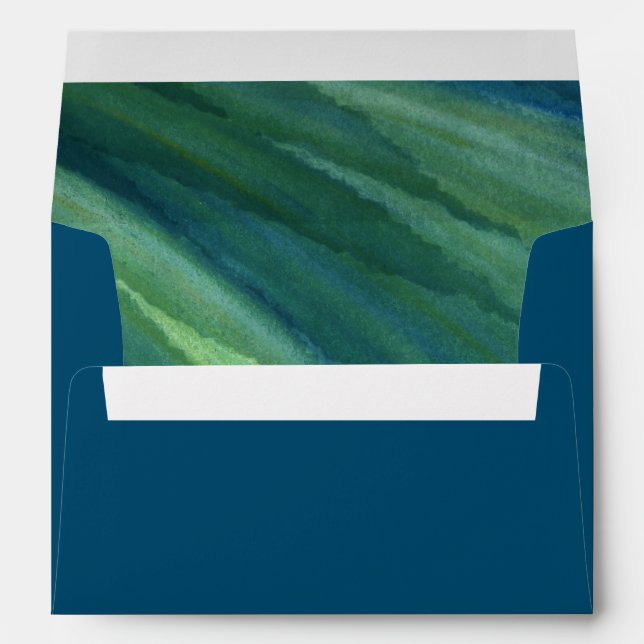 Sweeping Seagrass Navy Pre-Printed Address 5x7 A7 Envelope (Back (Bottom))