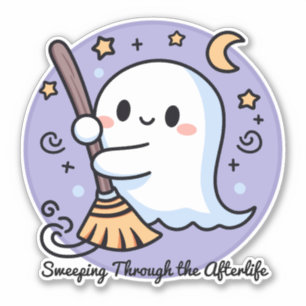 Sweeping Through the Afterlife Cute Ghost