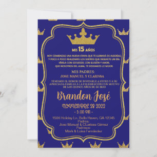 Sweet 15 fifteen navy blue boy birthday invite. in invitation