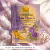 Sweet 15 Royal Quinceañera Gold Crown Purple Dress