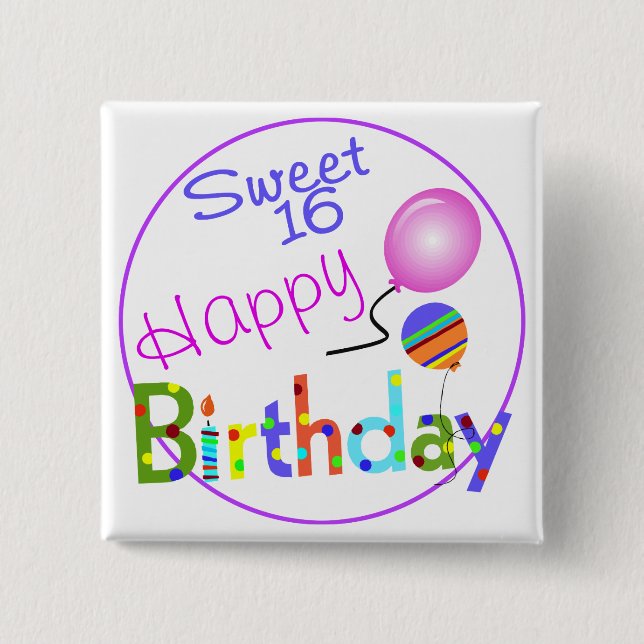 Sweet 16 15 cm square badge (Front)