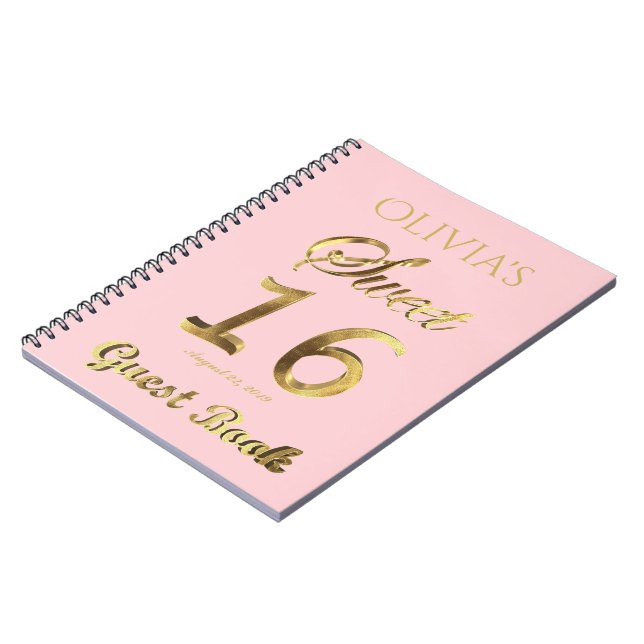 Sweet 16 16th Anniversary Guest Book Gold (Left Side)