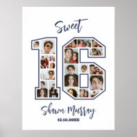 Sweet 16 16th Birthday Party Custom Photo Collage