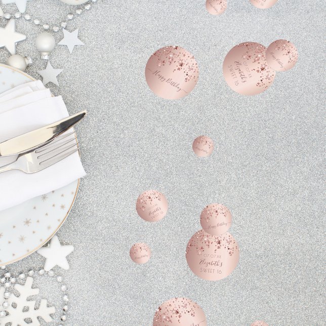 Sweet 16 16th birthday rose gold pink stars glam confetti (Creator Uploaded)