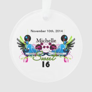 Sweet 16 80's Neon Sneakers Name Date Ornament