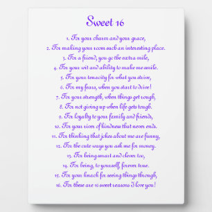 "Sweet 16" 8" x 10" Plaque