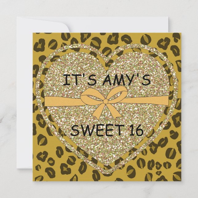 SWEET 16 ANIMAL PRINT Cheetah Invitations (Front)