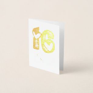 Sweet 16 Anniversary Cute Hearts Typography Foil Card