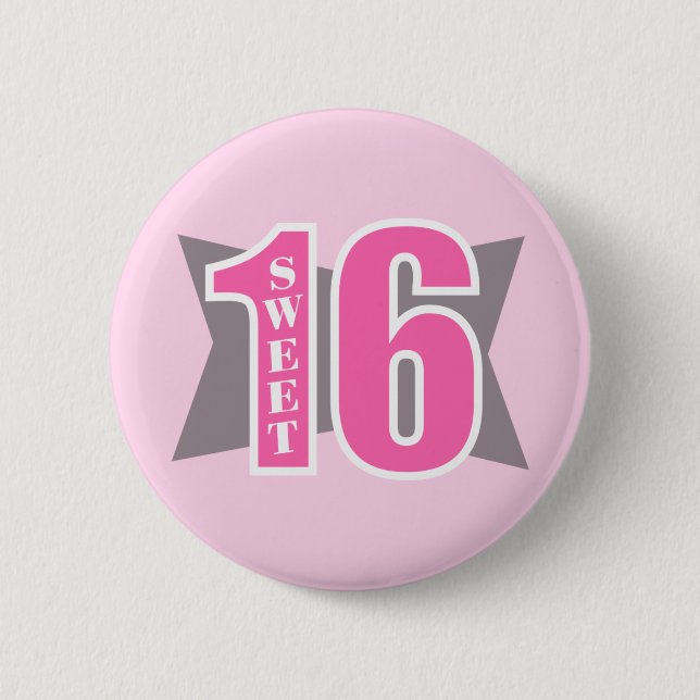 Sweet 16 (Art Deco) 6 Cm Round Badge (Front)