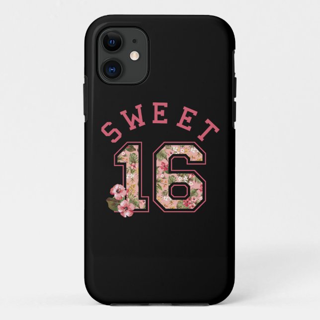 Sweet 16 Athletic Pink Floral Case-Mate iPhone Case (Back)