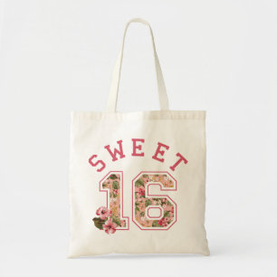 Sweet 16 Athletic Pink Floral Tote Bag
