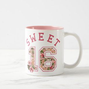 Sweet 16 Athletic Pink Floral Two-Tone Coffee Mug