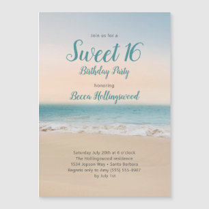 Sweet 16  Beach Theme Party  Invitation