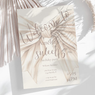 Sweet 16 Beige Bow Watercolor  Invitation