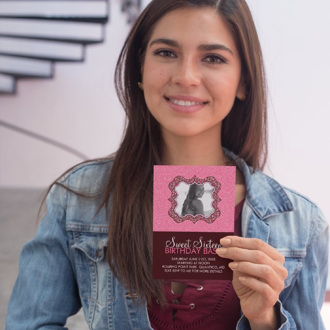 Sweet 16 Birthday Bash Photo Card Invitations (Creator Uploaded)