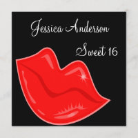 Sweet 16 Birthday Bright Red Lips on Black 2