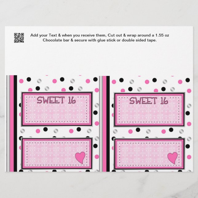 Sweet 16 Birthday Candy Bar Wrappers Party Favours (Front)