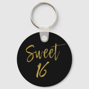Sweet 16 Birthday Gold Foil Key Chain