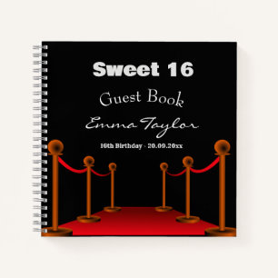 Sweet 16 Birthday Hollywood Red & Black Guest Book