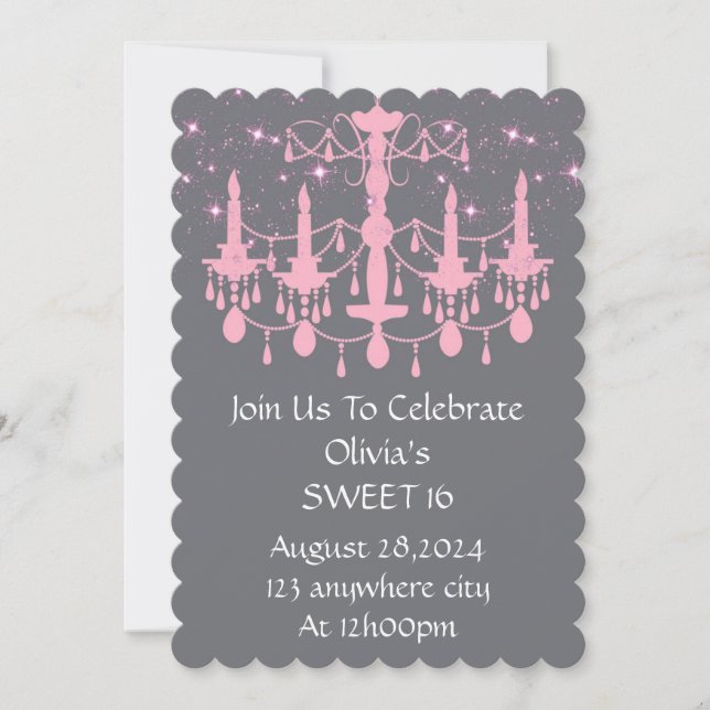 SWEET 16 BIRTHDAY INVITATION PINK (Front)