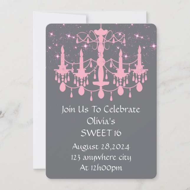 SWEET 16 BIRTHDAY INVITATION PINK (Front)