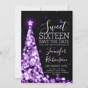 Sweet 16 Birthday Invitation Purple Christmas