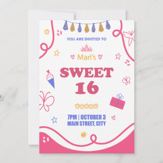 Sweet 16 birthday invitations gorgeous girl