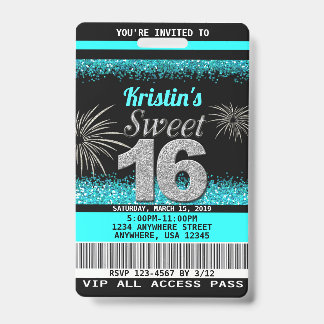 Sweet 16 Birthday Invitations ID Badge