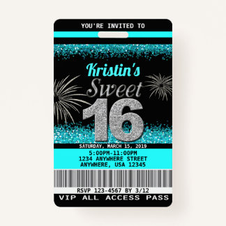 Sweet 16 Birthday Invitations ID Badge
