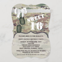 Sweet 16 Birthday Invite Army OCP Camo Uniform Cam