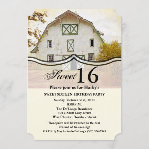 Sweet 16 Birthday Invite Sunset Barn Country Rusti
