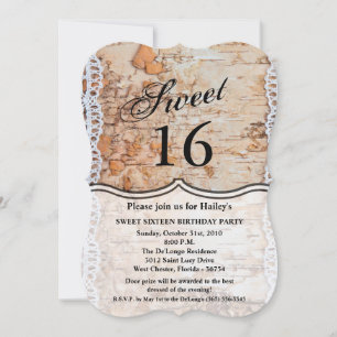 Sweet 16 Birthday Invite vcountry barn wood lace t