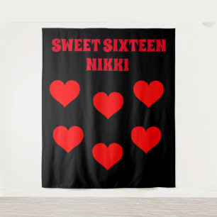 SWEET 16 BIRTHDAY PARTY BACKDROP CUSTOM TAPESTRY