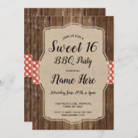 Sweet 16 Birthday Party BBQ Red Gingham Burlap