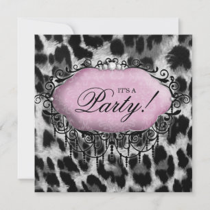 Sweet 16 Birthday Party Cute Leopard Pink Wild Invitation
