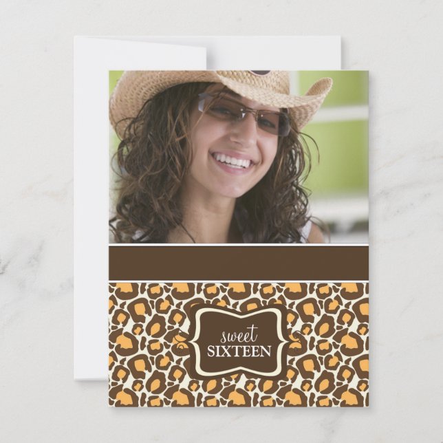 Sweet 16 Birthday Party Invitations {Animal Print} (Front)
