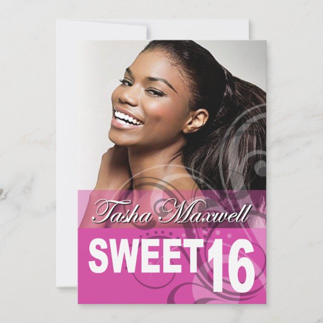 Sweet 16 Birthday Party Photo Invitation (Front)