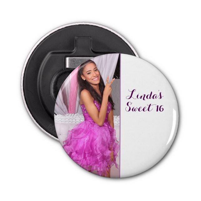 Sweet 16 birthday party plate 16th bottle opener (Front)