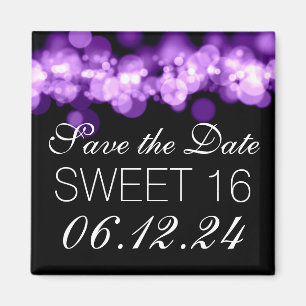 Sweet 16 Birthday Party Purple Bokeh Lights Magnet