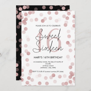 Sweet 16 Birthday Party Rose Gold Glam Glitter Invitation