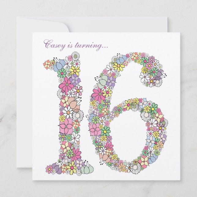 Sweet 16 Birthday Party Spring Bloom Invitation (Front)