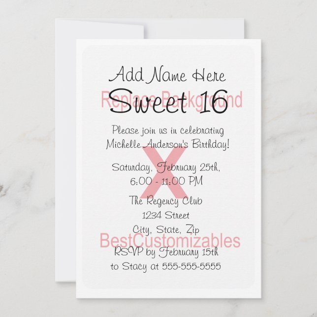 Sweet 16 Birthday Party Template (Front)