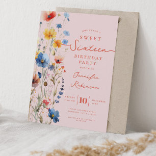 Sweet 16 Birthday Party Wildflower Meadow  Invitation