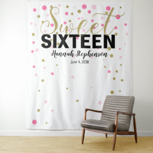 sweet 16 birthday Photo Booth backdrop banner Tapestry