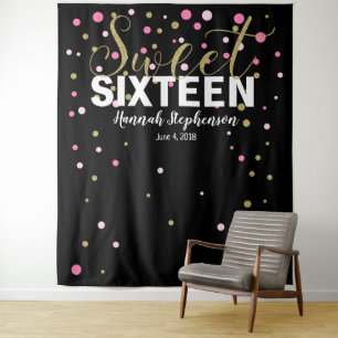 sweet 16 birthday Photo Booth backdrop banner Tapestry