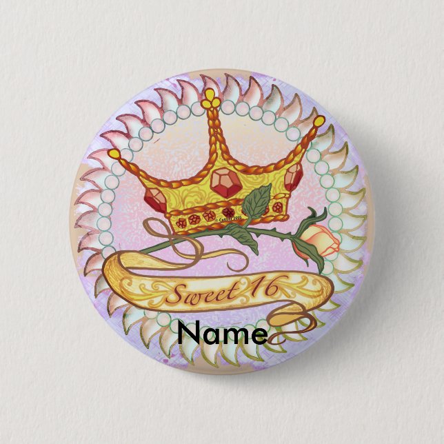 Sweet 16 Birthday Princess pin button  (Front)