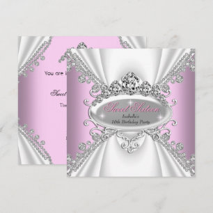 Sweet 16 Birthday Princess Pink Diamonds Tiara Invitation