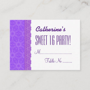 SWEET 16 BIRTHDAY Purple Table Cards V03E